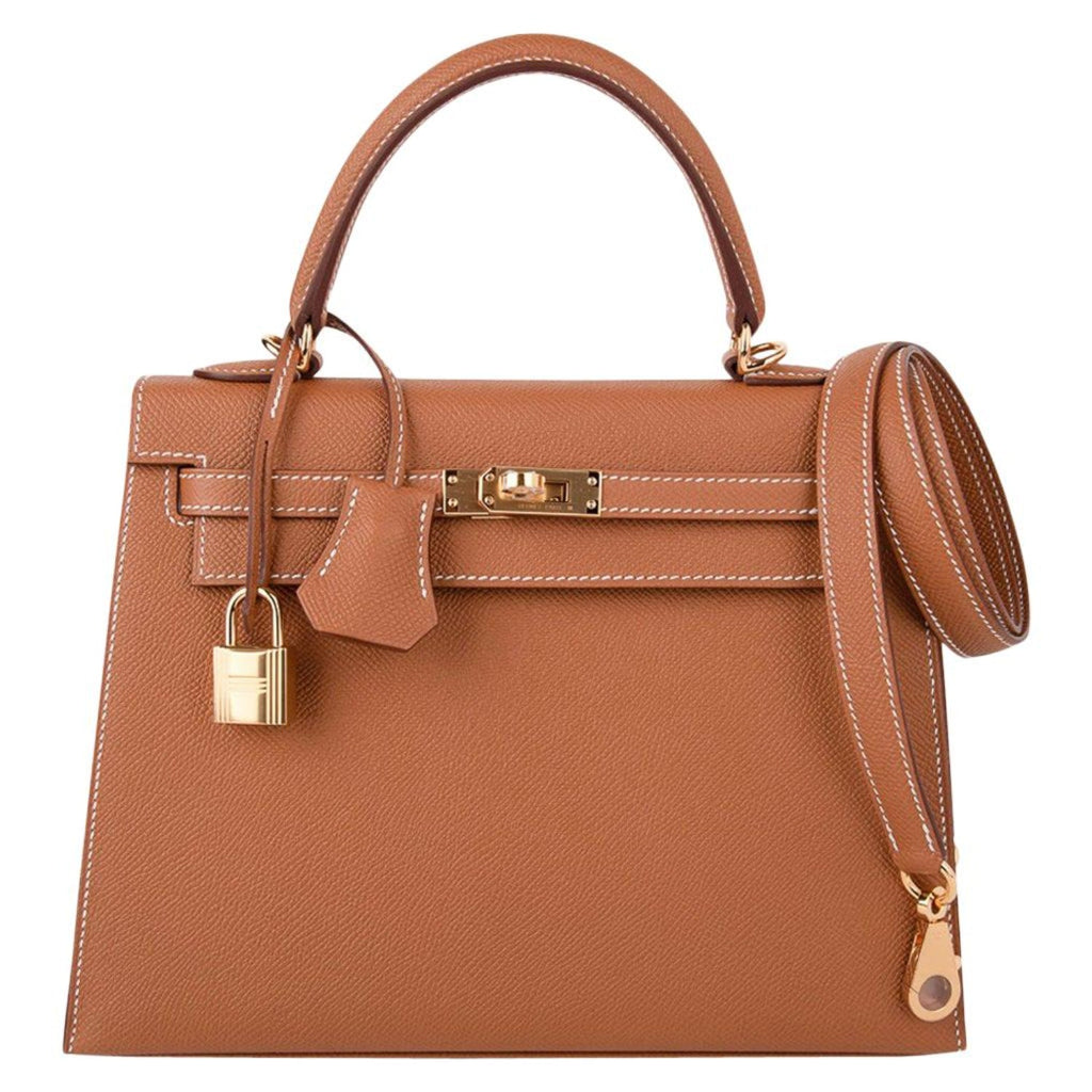 Hermès Kelly 25 Leather Handbag – Gold Brown