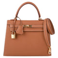 Hermès Kelly 25 Leather Handbag – Gold Brown