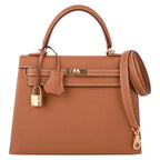 Hermès Kelly 25 Leather Handbag – Gold Brown