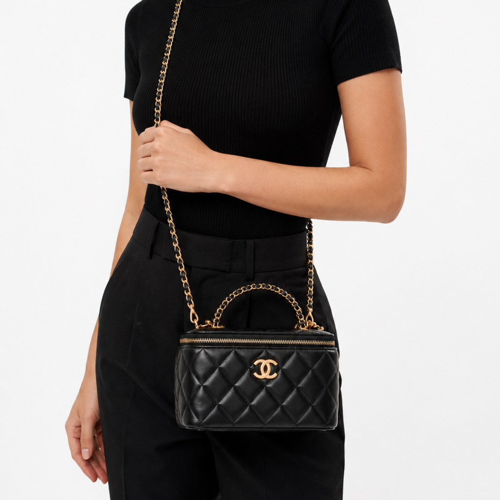 Chanel Vanity Case Bag – Black Leather