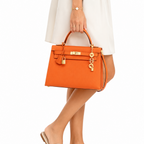 Hermès Kelly 25 Leather Handbag – Orange