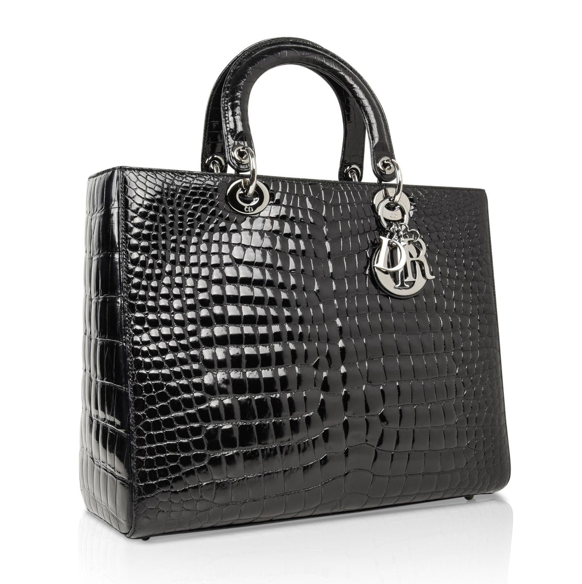 Lady Dior-black croc-embossed finish