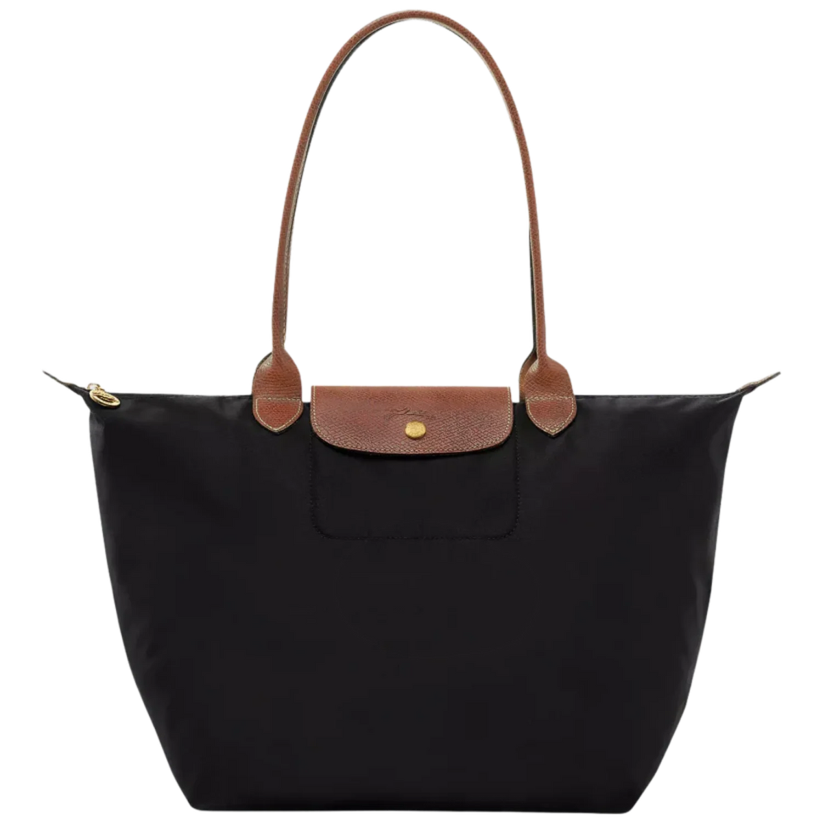 Longchamp Le Pliage Tote Bag - Black ( Brown Handles )