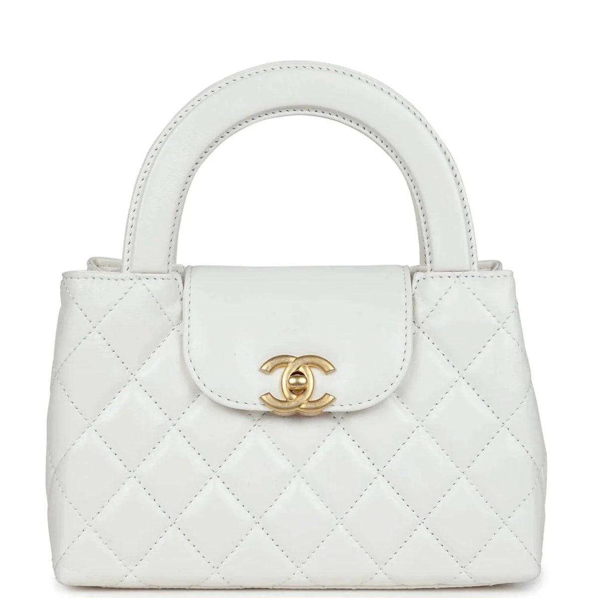 Chanel Nano Kelly Top Handle - White