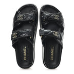 Chanel Quilted Double-Strap Sandals – Black