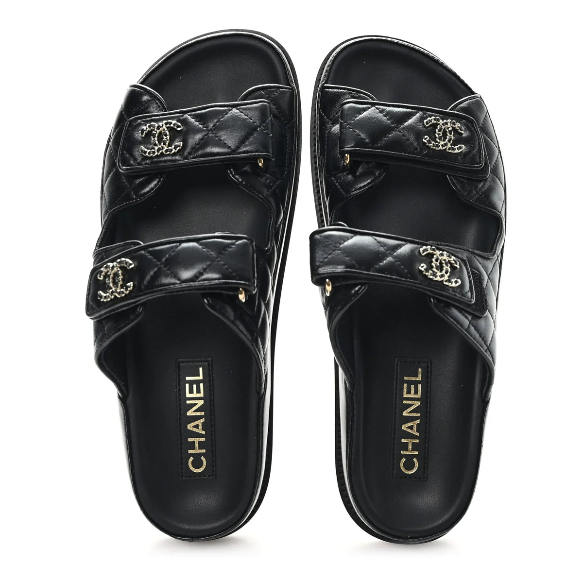 Chanel Quilted Double-Strap Sandals – Black