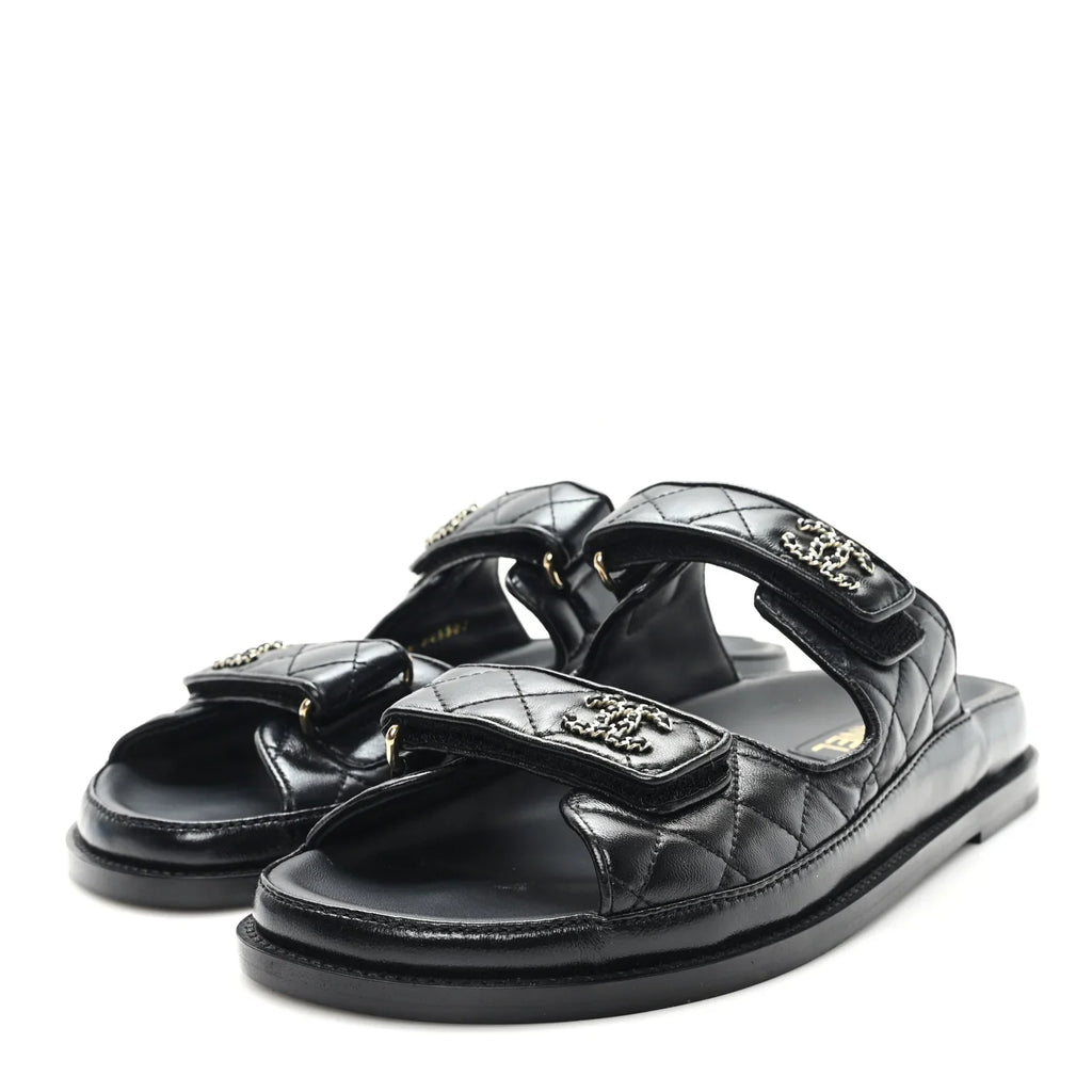 Chanel Quilted Double-Strap Sandals – Black