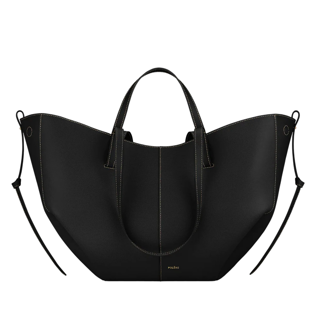 Polène Cyme Tote - Black (White stitching)